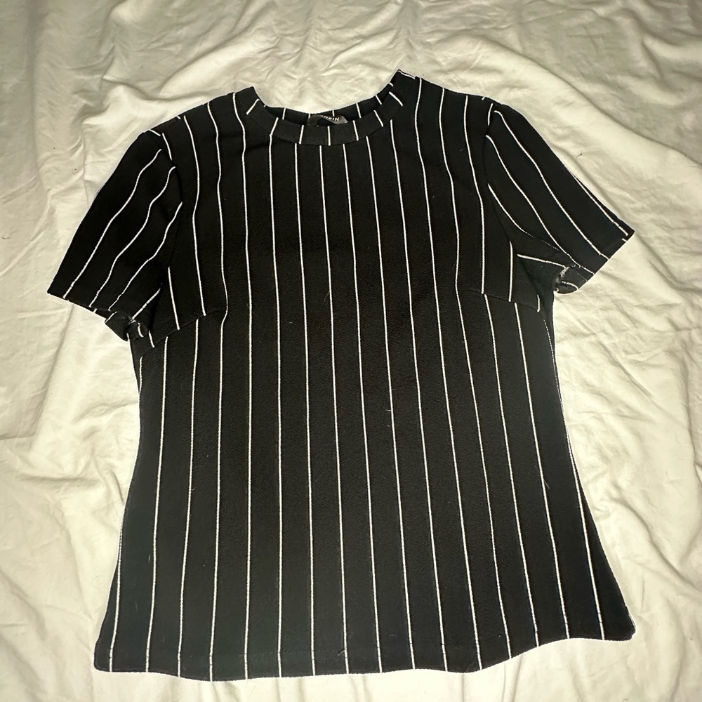 SHEIN Black and White Pinstripe Blouse